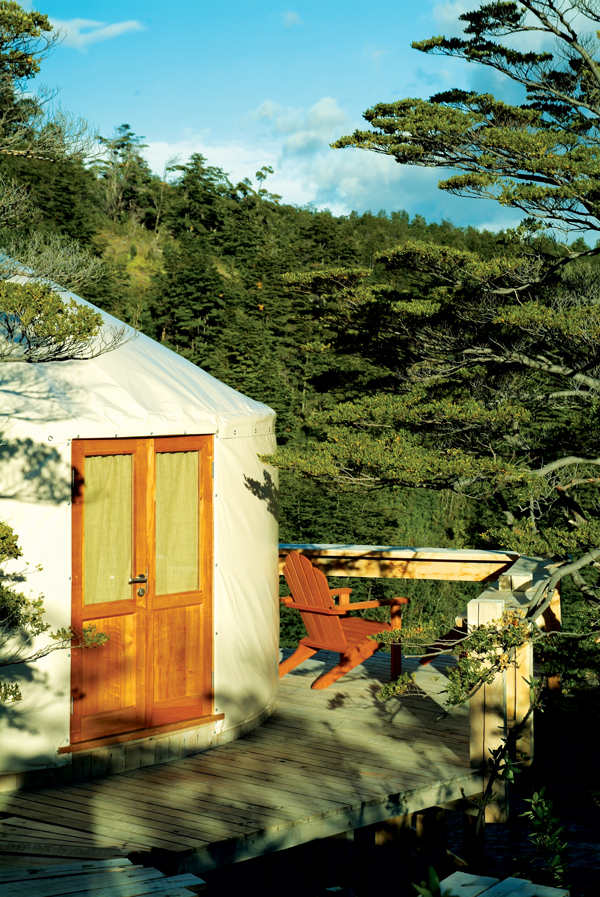 The outside of a Patagonia Camp yurt
